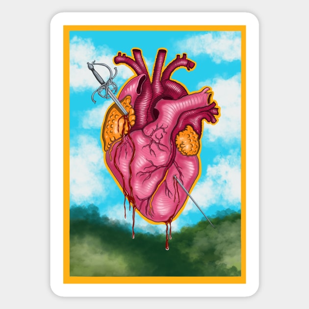 Heart Attack Digital Painting Sticker by NibsonMother